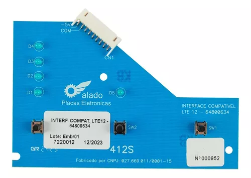 Placa Interface Lavadora Eletrolux Lte12 64800634 Bivolt